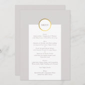 Menu Mariage de monogramme circulaire Taupe et Gold Foi (Devant / Derrière)