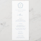 Menu Mariage de Monogramme de crête bleu foncé (Devant)