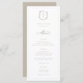 Menu Mariage de monogramme de crête botanique (Devant / Derrière)