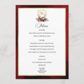 Menu Mariage de monogramme de crête florale de Noël cla (Devant)