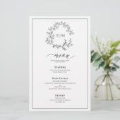 Menu Mariage de Monogramme de crête noire blanche (Debout devant)