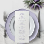 Menu Mariage de monogramme de lavande<br><div class="desc">Élevez votre réception avec notre carte de menu Mariage Lavender Monogram. Avec un design simple et sophistiqué avec le monogramme et le fleur sauvage, cette carte de menu ajoute une touche de beauté intemporelle à votre paysage de table. Guidez vos invités à travers une expérience culinaire mémorable avec cette élégante...</div>