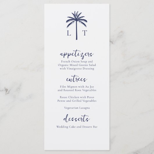 Menu Mariage de Monogramme de plage Tropical Serenity (Devant)