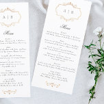 Menu mariage de monogramme d'or traditionnel romantique<br><div class="desc">Cette conception fait partie d'une collection - veuillez nous contacter si vous avez besoin d'un papier à lettres supplémentaire *pas de papier à papier</div>