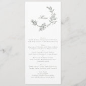 Menu Mariage de monogramme floral à couronne verte de s (Devant)