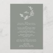 Menu Mariage de monogramme floral à couronne verte de s (Devant)