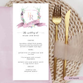 Menu Mariage de monogramme mauve mauve sur mesure
