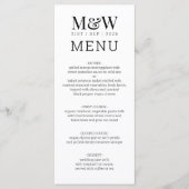 Menu Mariage de monogramme noir blanc (Devant)