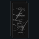 Menu Mariage de Monogramme noir et blanc romantiqu<br><div class="desc">Menu Mariage romantique Monogramme noir et blanc Créé pour vous,  ce menu de mariage élégant et personnalisé est parfait pour votre journée spéciale. Ce design élégant sera le complément parfait à votre table. Ajoutez les informations de votre mariage pour compléter le look.</div>