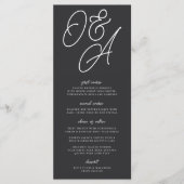 Menu Mariage de monogramme noir et blanc surdimensionné (Devant)