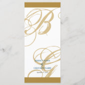 Menu Mariage de monogramme or Blue Elegant (Dos)