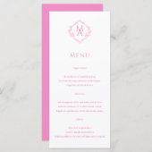Menu Mariage de monogramme rose diamant (Devant / Derrière)