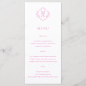 Menu Mariage de monogramme rose diamant (Devant)