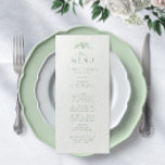 Menu Mariage de monogramme vert Sage<br><div class="desc">Élevez votre réception avec notre carte de menu Mariage Sage Green Monogram. Avec un design simple et sophistiqué avec le monogramme et le fleur sauvage, cette carte de menu ajoute une touche de beauté intemporelle à votre paysage de table. Guidez vos invités à travers une expérience culinaire mémorable avec cette...</div>