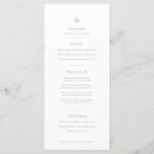 Menu Mariage de monogramme vert Sage fleur de lis (Dos)