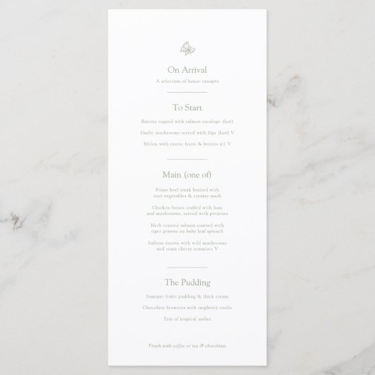 Menu Mariage de monogramme vert Sage fleur de lis (Dos)