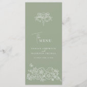 Menu Mariage de monogramme vert Sage fleur de lis (Devant)