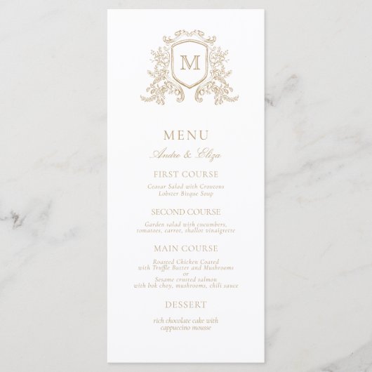 Menu Mariage de monographie florale classique sur mesur (Devant)