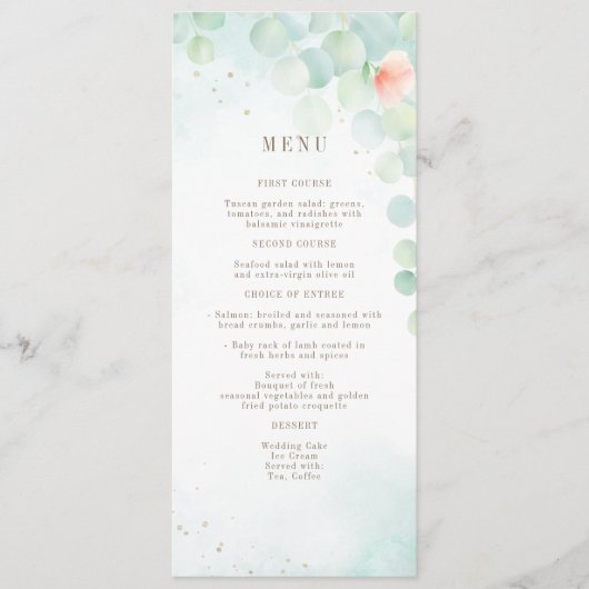 Menu Mariage de monographie florale Eucalyptus (Devant)