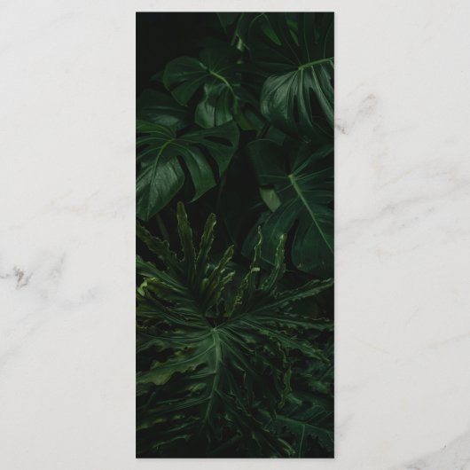 Menu Mariage de Monstera Tropicale Noir Blanc (Dos)