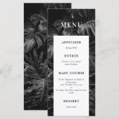 Menu Mariage de Monstera Tropicale Noir Blanc (Devant / Derrière)