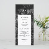 Menu Mariage de Monstera Tropicale Noir Blanc (Debout devant)