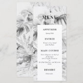Menu Mariage de Monstera Tropicale Noir Blanc (Devant / Derrière)
