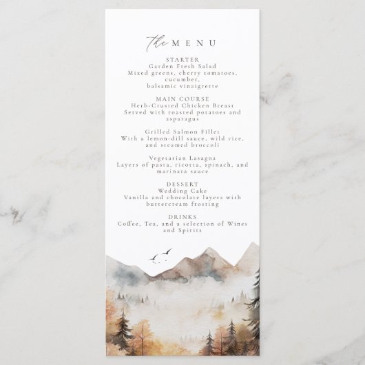Menu Mariage de montagne moderne (Devant)