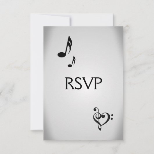 Menu Mariage de musique en argent Choix RSVP (Dos)