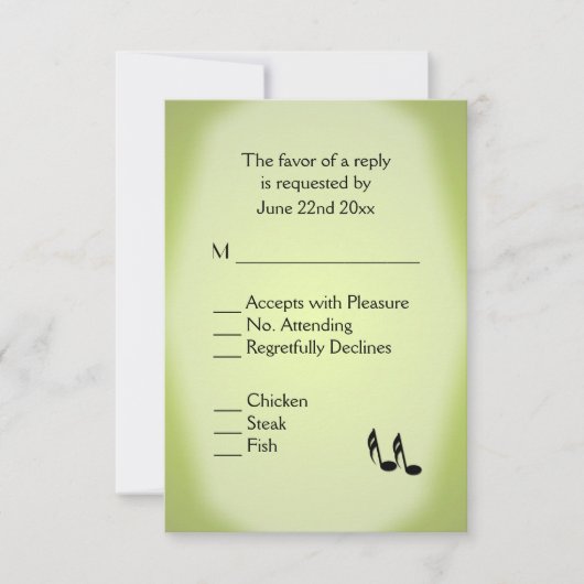 Menu Mariage de musique verte (Devant)