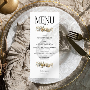 Menu Mariage de Noël avec Houx et Guirlande Dorée
