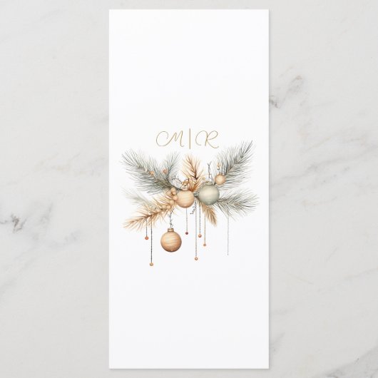 Menu Mariage de Noël Elégant Mariage d'hiver (Dos)