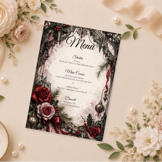 Menu Mariage de Noël gothique romantique