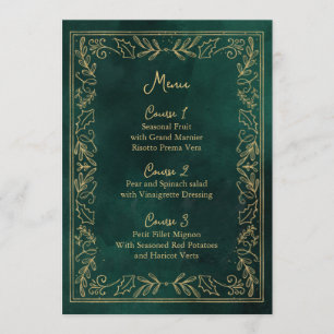 Menu Mariage de Noël Green Gold Holly Berry