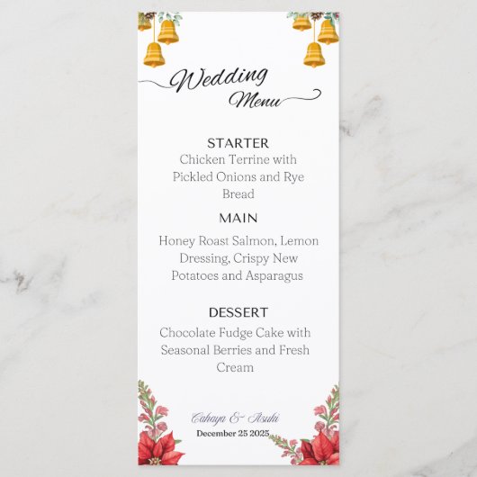 Menu mariage de Noël personnalisé (Devant)