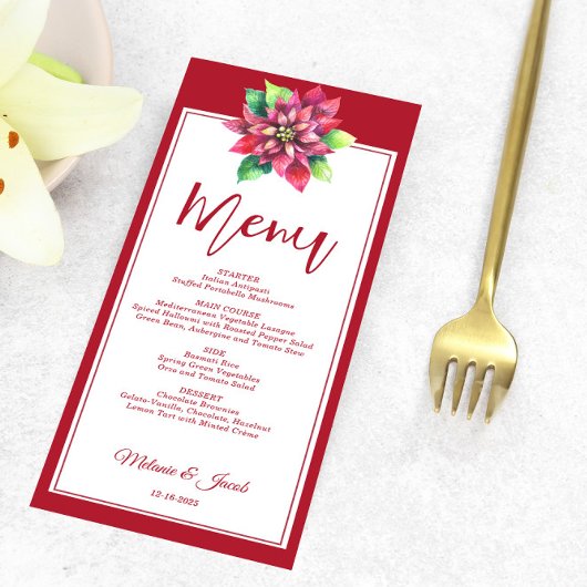 Menu Mariage de Noël Red Poinsettia