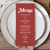 Menu Mariage de Noël rouge profond
