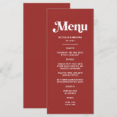 Menu Mariage de Noël Rouge Profond (Devant / Derrière)