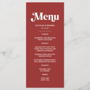 Menu Mariage de Noël Rouge Profond