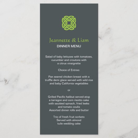 Menu Mariage de noeud celtique moderne (Devant)