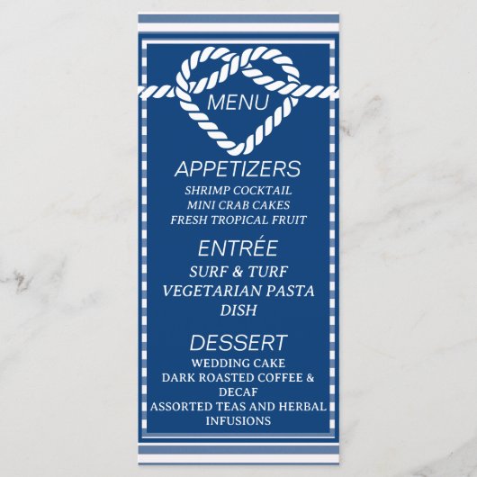 Menu Mariage de noeud d'attache bleu marine (Devant)