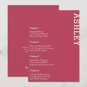 Menu Mariage de nom d'invité personnalisé Magenta