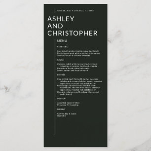 Menu Mariage de noms isolés noirs minimalistes