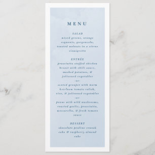 Menu Mariage de nuage d'aquarelle bleu enchantant