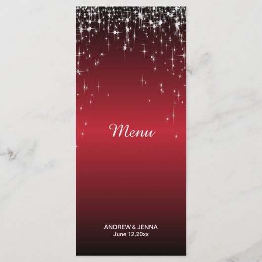 Menu Mariage de nuit étoilé dans un romantique rouge fo (Dos)