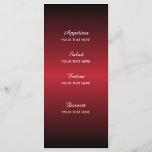 Menu Mariage de nuit étoilé dans un romantique rouge fo