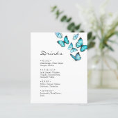 Menu mariage de papillons bleu élégant (Debout devant)