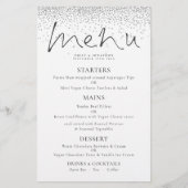 Menu Mariage de Parties scintillant argent de scri (Devant)