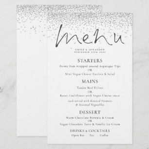 Menu Mariage de Parties scintillant argent de scri