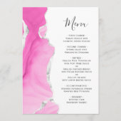 Menu Mariage de Parties scintillant en argent rose Géod (Devant)